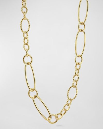 Lagos 18k Gold Caviar Fluted & Smooth Chainlink Necklace - Metallic