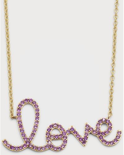 Sydney Evan Amethyst Pave Big Love Necklace - Pink