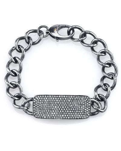 Sheryl Lowe Curb Chain Bracelet With Diamonds - Metallic