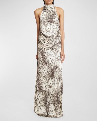 Givenchy Speckled Drape Halter Gown - Multicolor