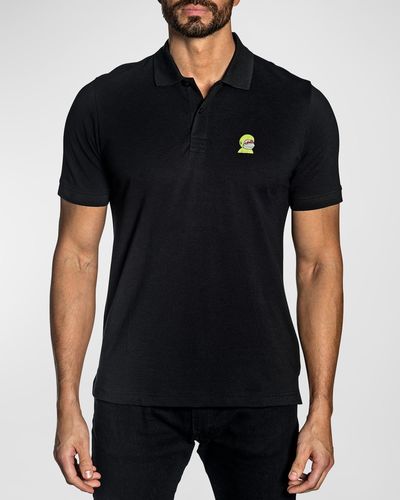 Jared Lang Nft Embroidered Pima Cotton Polo Shirt - Black