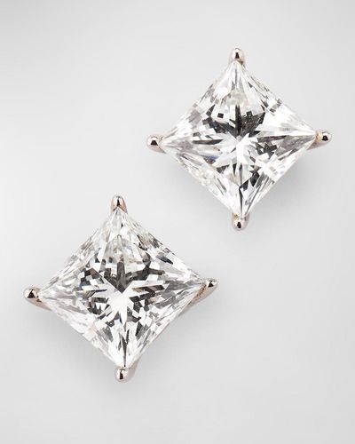 Neiman Marcus Lab Grown Diamond 18K Princess Cut Stud Earrings, 3.0Tcw - White