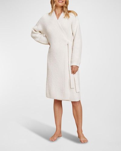 Barefoot Dreams Ribbed Cozychic Side-tie Robe - White