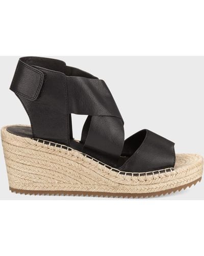 Eileen Fisher Willow Leather Espadrille Sandal - Black