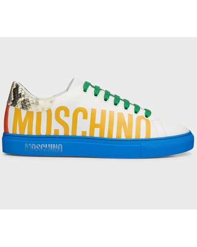 Moschino Color Block Leather Low-Top Sneakers - Blue