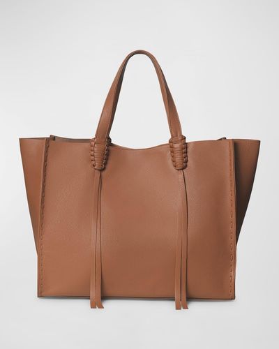 Callista Grained Leather Tote Bag - Brown