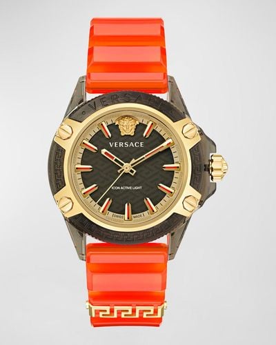 Versace Icon Active Light Silicone Strap Watch, 42Mm - Orange