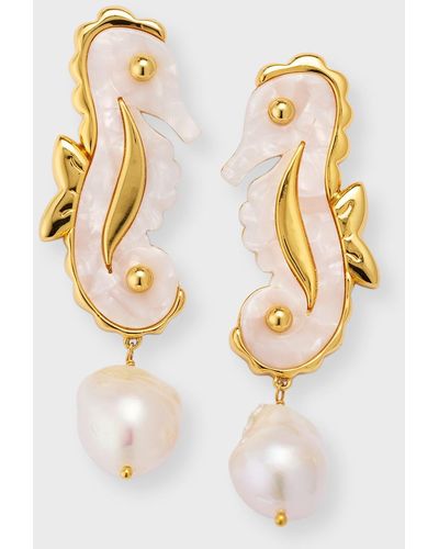 Lele Sadoughi Seahorse Pearl Drop Earrings - Metallic