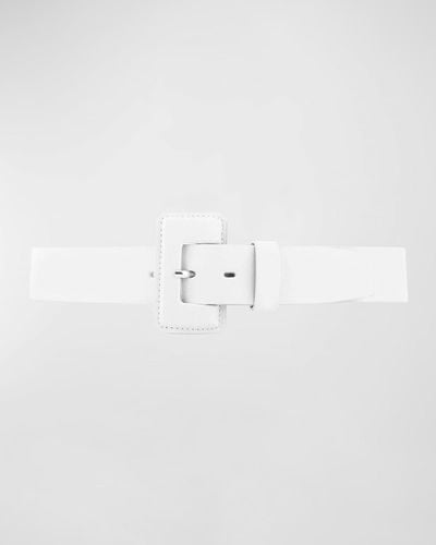 Vaincourt Paris La Petite Merveilleuse Timeless Leather Belt With Covered Buckle - White