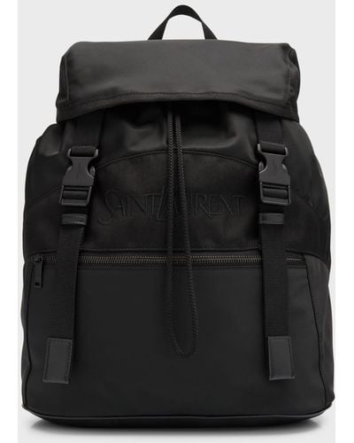 Saint Laurent Nylon And Leather Backpack - Black