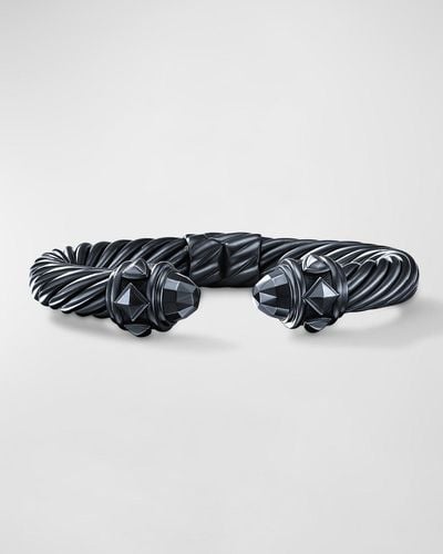 David Yurman Renaissance Cable Bracelet In Blackened Silver, 9mm - Blue