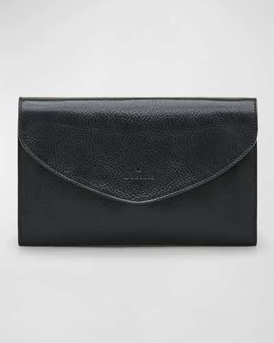 Il Bisonte Bigallo Envelope Flap Leather Clutch Bag - Black