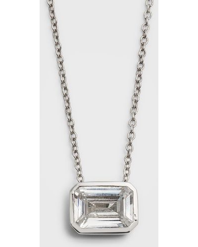 Neiman Marcus Lab Grown Diamond 18K East-West Emerald-Cut Pendant Necklace - White