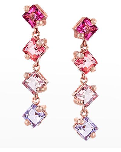 KALAN by Suzanne Kalan 14K Princess-Cut 4-Drop Dangle Earrings - Pink