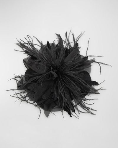 Saint Laurent Lotus Silk Flower Brooch - Black