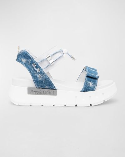 Nero Giardini Bungee Sporty Sandals - Blue