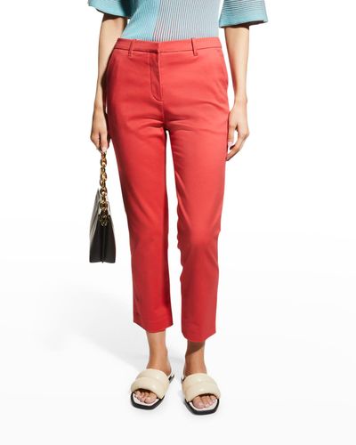 Emporio Armani Stretch Cotton-Blend Pants - Red