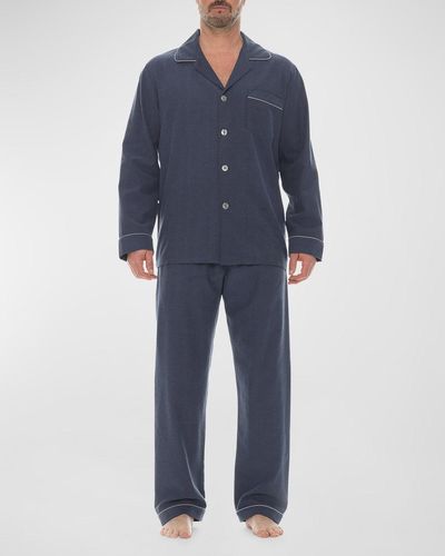 Majestic International Citified Flannel Pajama Set - Blue