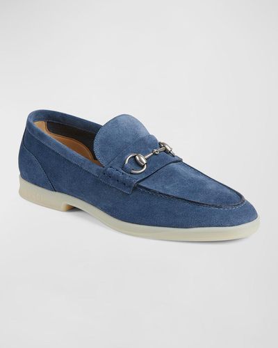 Gucci Konrad Suede Bit Loafers - Blue