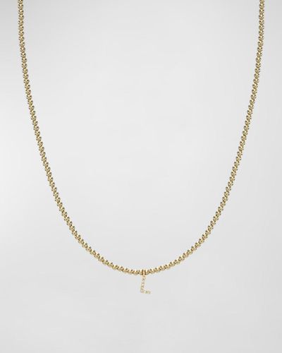 Zoe Lev 14K Mini Diamond Initial Bead Necklace - White