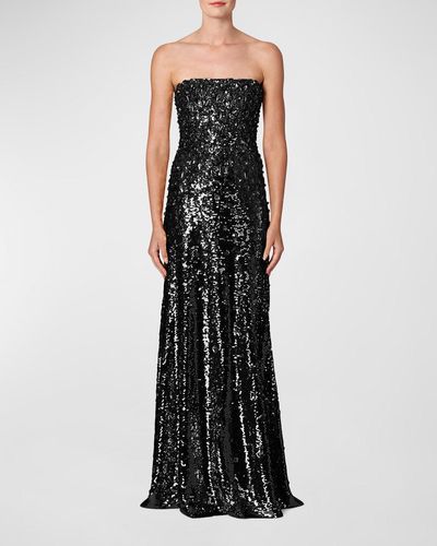 Carolina Herrera Embellished Sequin Strapless Column Gown - Black