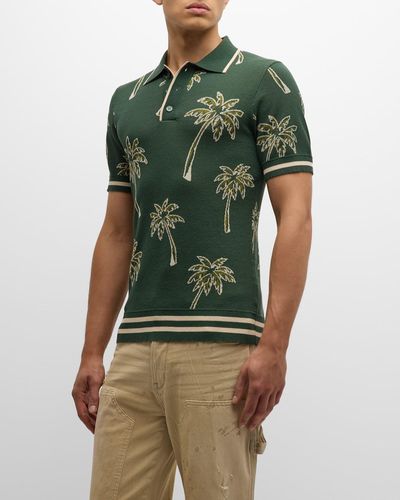 SER.O.YA Calan Palm Jacquard Polo Shirt - Green