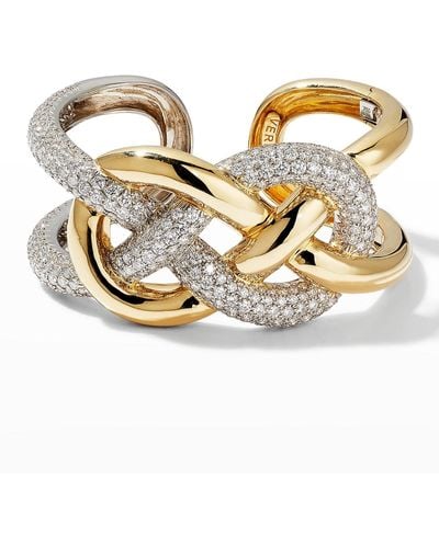 Verdura Yellow Gold And Platinum Diamond Infinity Knot Bracelet - Metallic