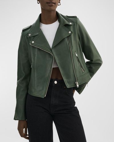 Lamarque Holy Leather Biker Jacket With Removable Hood - Green