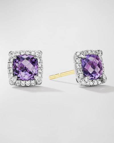 David Yurman 5Mm Chatelaine Pavé Bezel Stud Earrings With Gemstone And Diamonds - Blue