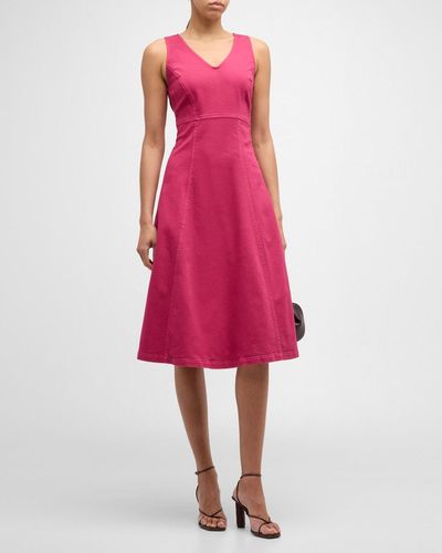 Emporio Armani Sleeveless Denim Midi Dress - Pink