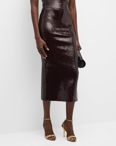 A.L.C. Joan Pull-on Sequin Midi Skirt - Brown