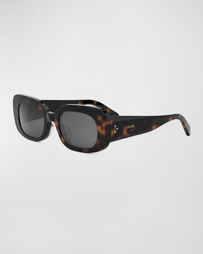 Celine Bold 3 Dots Acetate Rectangle Sunglasses - Black