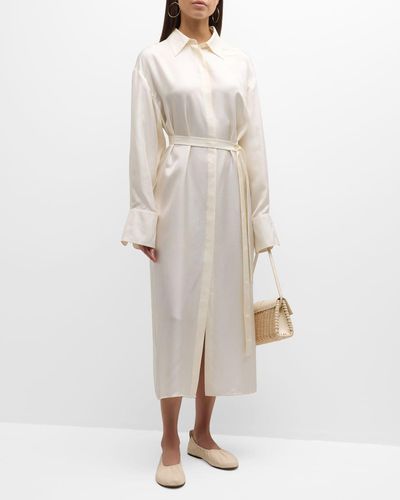 Rohe Long-Sleeve Silk Wrap Dress - White