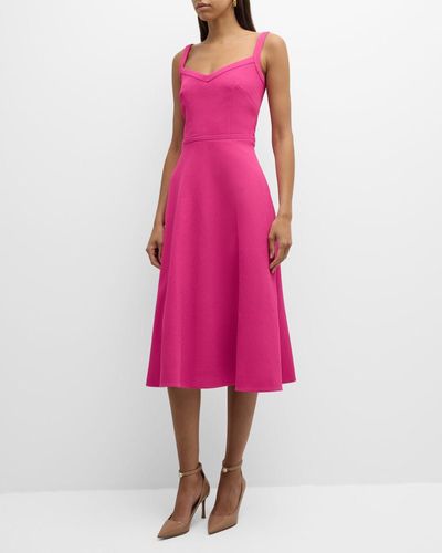 Emilia Wickstead Elvita Sleeveless Double Crepe Midi A-Line Dress - Pink