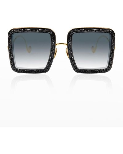 Anna Karin Karlsson Beaming Sky Swarovski Square Acetate Sunglasses - Black
