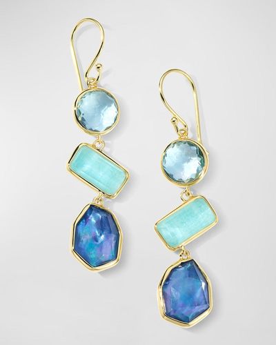 Ippolita 18K Rock Candy Large 3-Stone Drop Earrings - Blue
