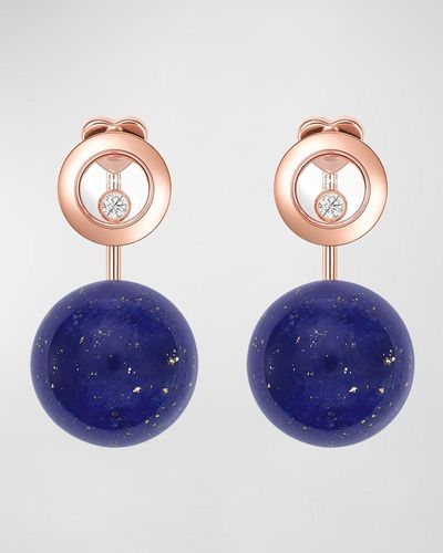 Chopard Happy Diamonds Planet 18k Rose Gold Lapis Lazuli Earrings - Blue