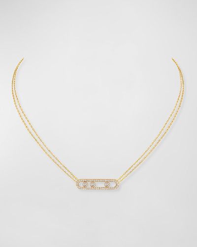 Messika Move Pave 18k Yellow Gold Diamond Pavé Necklace - White