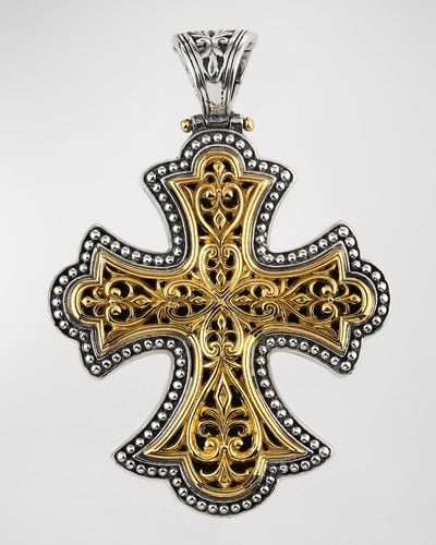 Konstantino Flared Cross Pendant - Metallic
