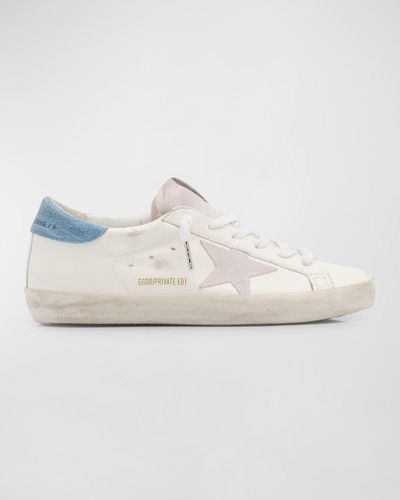 Golden Goose Superstar Denim Mixed Leather Low-Top Sneakers - White