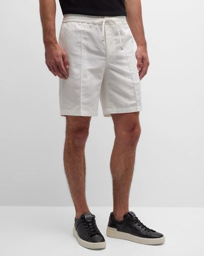 Brioni Linen-Cotton Drawstring Bermuda Shorts - White