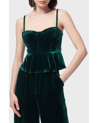Cami NYC Colette Cropped Bustier Peplum Top - Green