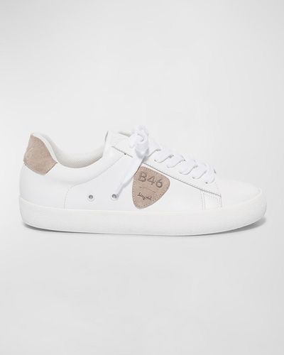 Bernardo Mixed Leather Low-Top Sneakers - White