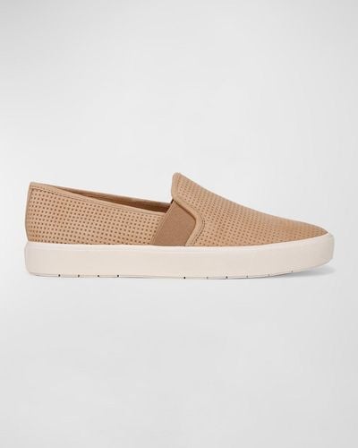 Vince Blair Perforated Suede Slip-on Sneakers - White