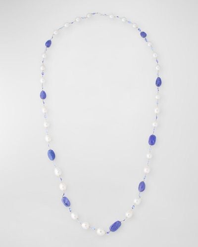 Belpearl 18K 9.5-12Mm South Sea Pearl And Tanzanite Necklace - White