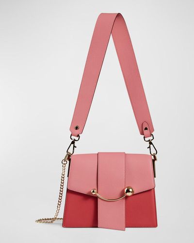 Strathberry Crescent Box Leather Shoulder Bag - Red
