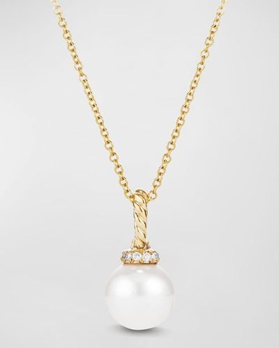 David Yurman Solari Pendant Necklace With Diamonds And Pearl In 18k Gold - White