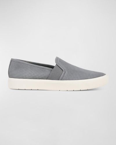 Vince Blair Perforated Suede Slip-On Sneakers - Gray