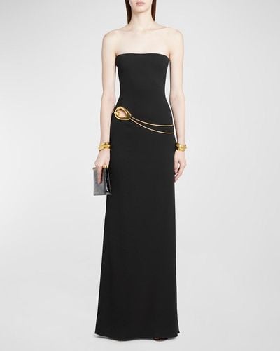 Tom Ford Stretch Sable Strrapless Evening Dress With Cutout Detail - Black