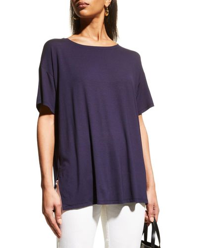 Eileen Fisher Viscose Jersey Boxy T-Shirt - Purple